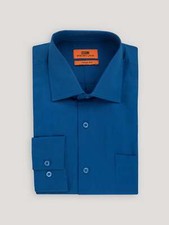 Poplin Dress Shirt  Button Cuff  100 Cotton  Royal Blue
