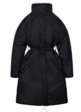Rains 15500 Women's Sz L Black Long Padded Nylon Belted Waterproof Coat $390