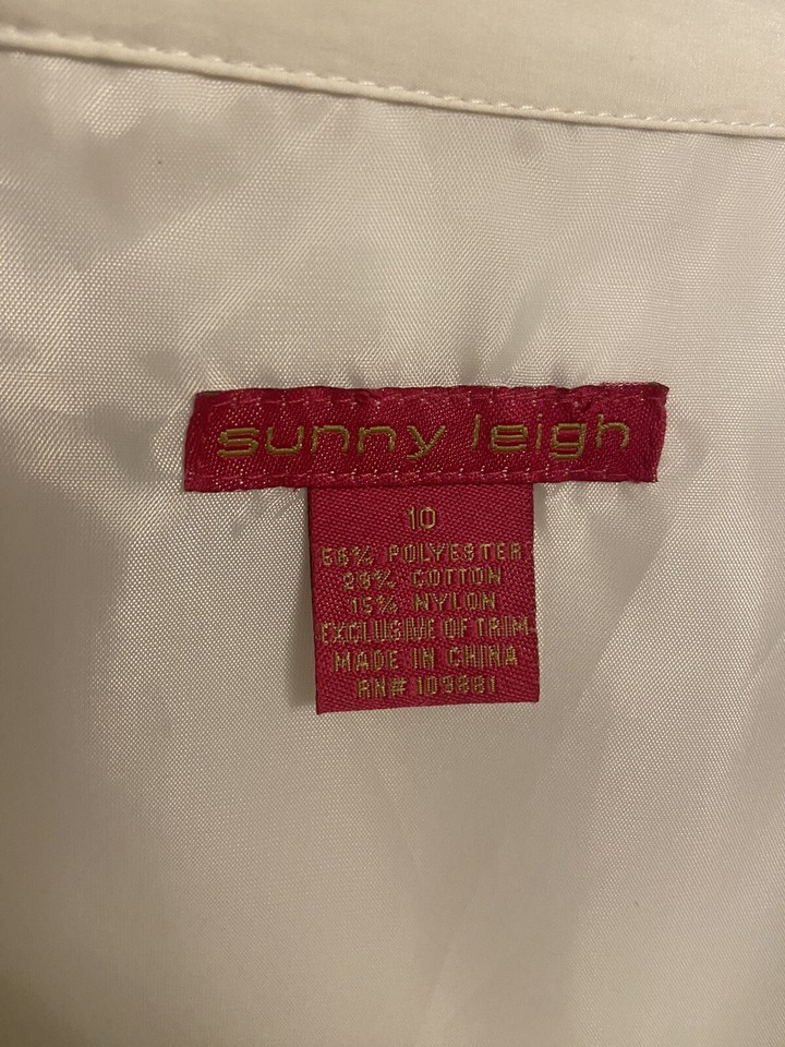 Sunny Leigh Sz 10 White Double Breasted Trench Coat Lightweight Jacket