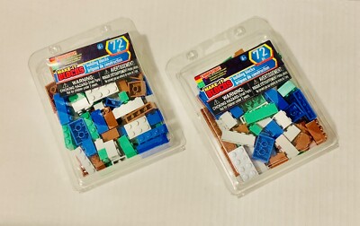 Make It Blocks Lot of 2 Green Blue Brown Gray Compatible Building Blocks 72 + 72