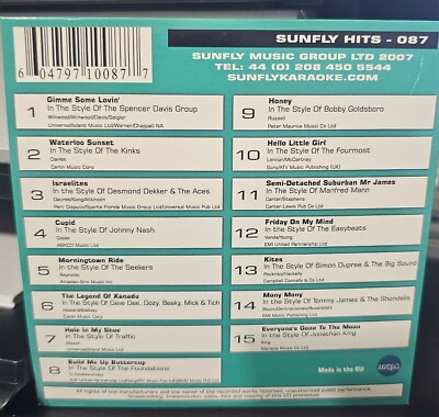 SF087             SUNFLY KARAOKE CDG VERY RARE, NOT SOLD IN THE USA  LOT UK