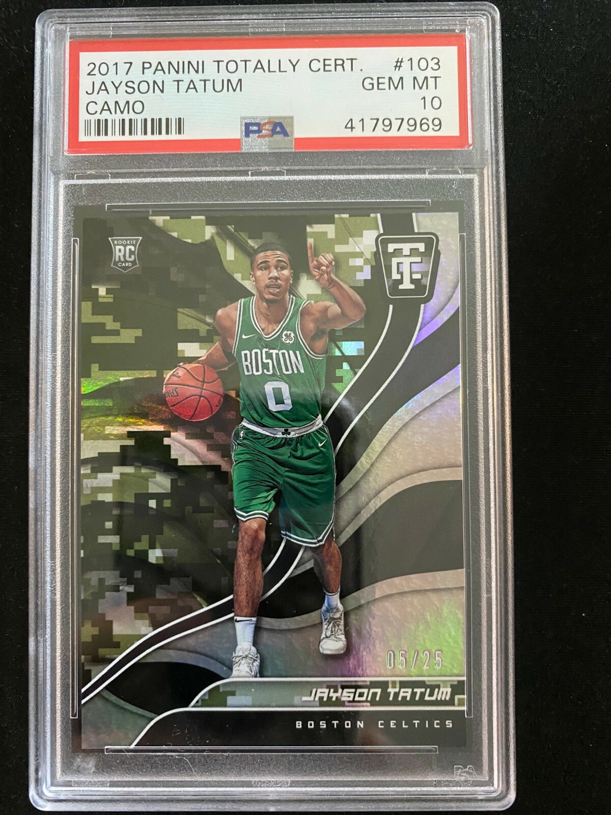 2017 Panini Totally Certified Jayson Tatum Camo 5/25 PSA 10