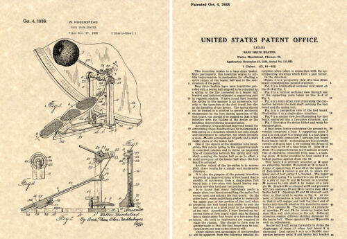 LUDWIG SPEED KING BASS DRUM PEDAL Patent Art Print READY TO FRAME!!! twin spring - Picture 1 of 1