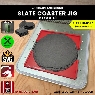xTool F1 Slate Coaster Jig | 4'' Round & Square Laser Engraving Template