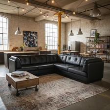 vintage modular leather corner sofa  1960s 70s Heals de sede oulton style