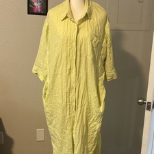 Universal Thread Yellow Collared Button-Down Long Shirt Dress with Pockets Women