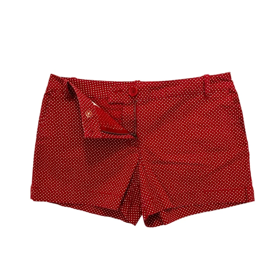 Pantalones Cortos Ann Taylor Loft Rojo con Lunares Tiro Medio 3.5" Entrepierna Modernos Elegantes Talla 6 Foto 3 de 4