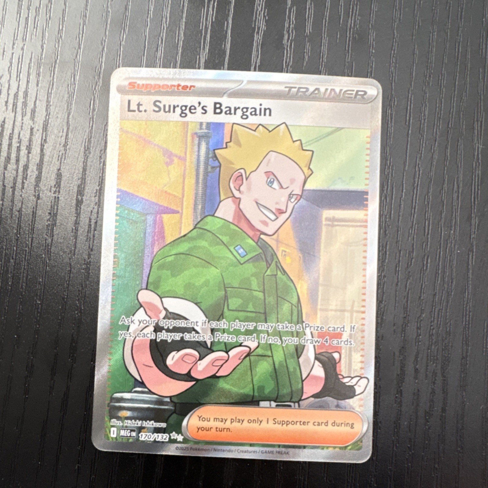 Pokémon Lt. Surge's Bargain 170/132 Me01: Mega Evolution Full Art Holo Ultra Ra…