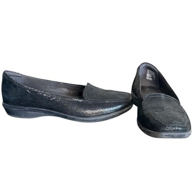 Clarks Women Black Sparkle Snakeskin Pattern Loafers Comfort Shoes Size 6
