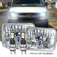 NEW Pair 7x6" LED Headlights Sequential For Chevy Express Cargo Van 1500 3500