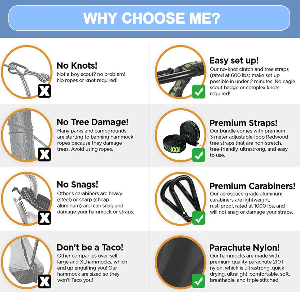 Portable Tent Camping Hammock Mosquito Net Rain Cover Waterproof Windproof Bed - Image 2 of 4