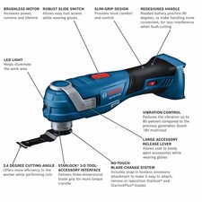 Bosch 18V Cordless Oscillating Multi-Tool 4 A...
