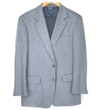 Jos A Bank Mens Suit 41R 2 Piece Silk Blazer Navy Pants Blue Grey