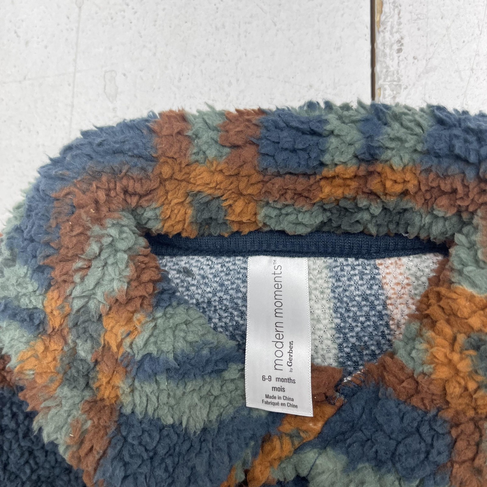 Modern Moments By Gerber Jacket Boys 6-9 Months Blue Plaid Fleece Shirt Coat image 2