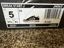 adidas Break Start J Unisex Kids Sneakers Black White US 5 Lace Up Synthetic