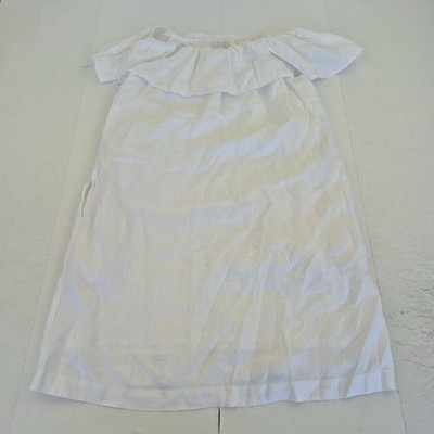 The White Company Dress 12 White Womens Cotton Short Sleeve Pockets Off Shoulder