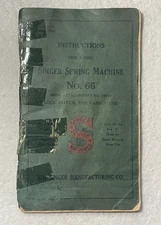Original Old SINGER Sewing Machine No. 66 OPERATING MANUAL - Instruction Guide