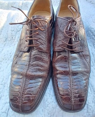 Genuine OSTRICH LEATHER handcrafted Belvedere dress shoes SIZE 11 Mens 