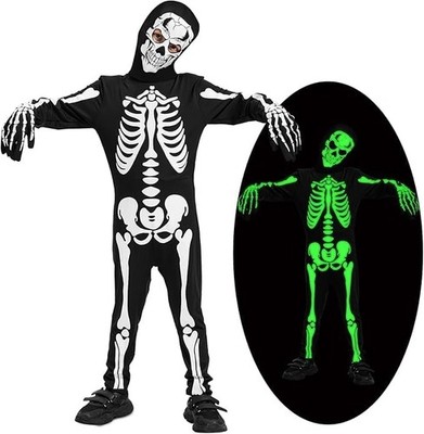 Halloween Kostüm Kinder Skelett, Gruseliges Skelett Kostüm Kinder Leuchtend J...