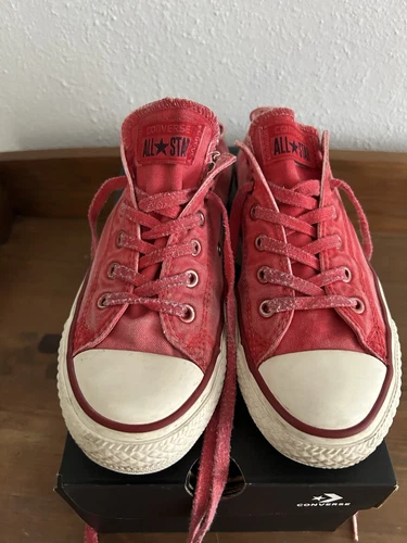 Converse da donna rossa lavata a pietra taglia 4 5
