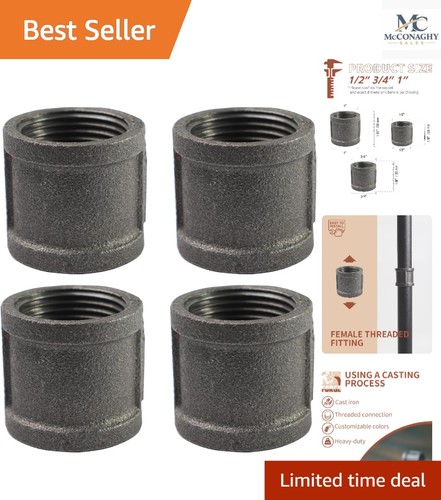 Cost-Effective 4-Piece Black Iron Pipe Coupling Set for Industrial DIY Projects
