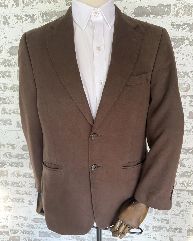 Blazer Jeffrey Banks Para Hombres Pequeño 38 Marrón SupraGamuza Poliéster Abrigo Deportivo Chaqueta Foto 2 de 4
