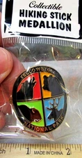 Yellowstone national park Wyoming walking hiking stick Medallion, Wildlife