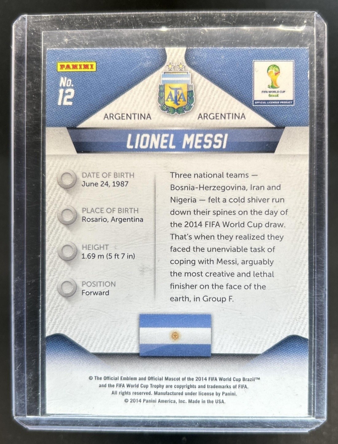 2014 Panini Prizm FIFA World Cup Brazil Lionel Messi #12 Argentina view 2