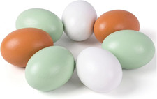 7 Pcs Wooden Fake Eggs, 3 Colors Wood Fake Chicken Nesting Eggs