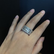 Sterling Silver Heavy Cz Eternity Chunky Ring Band Size 8