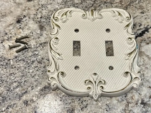 Vintage Double French Provential National Switch Plates Toggle Light W/ Hardware