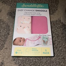 New Sealed Package Swaddleme Easy Change Swaddle 2 Pack Small/Medium 0-3 Months