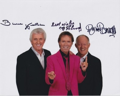 Cliff Richard, Bruce Welch, Brian Bennett HAND Signed 8x10 Photo, Autograph