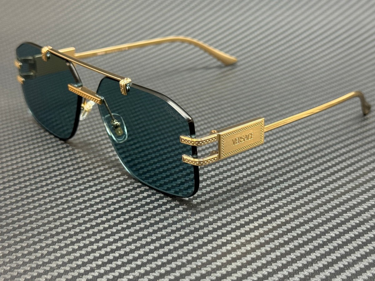 Versace Blue and Gold Sunglasses Versace VE 2255 1002/1 Gold Metal Pilot Sunglasses Light  main image 2