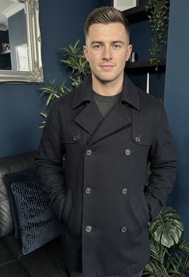 Paul & Shark Loro Piana Storm System Double Breast Wool Coat Navy Blue Terraces