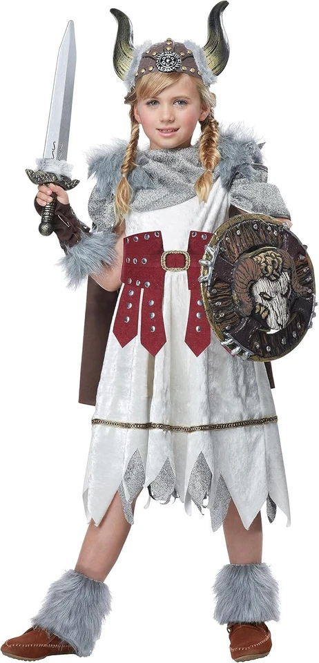 Valorous Viking Girl Warrior Princess Queen Fancy Dress Halloween Child Costume - Image 2 of 3