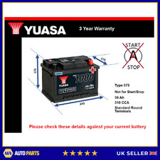 Battery fits AUDI A4 COUPE S2 80 RS2 90 200 SUPER 90 A6 80 S2 Yuasa 075