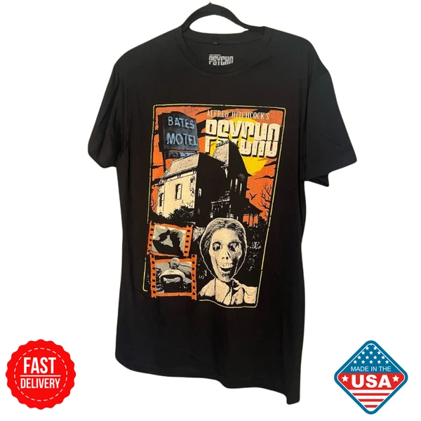 Alfred Hitchcock Psycho Movie T-Shirt Bates Motel Horror Graphic Inspired FanTee