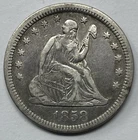 1858 USA Seated Liberty 25 Cent, VF/XF Detail, Cleaning. H-049