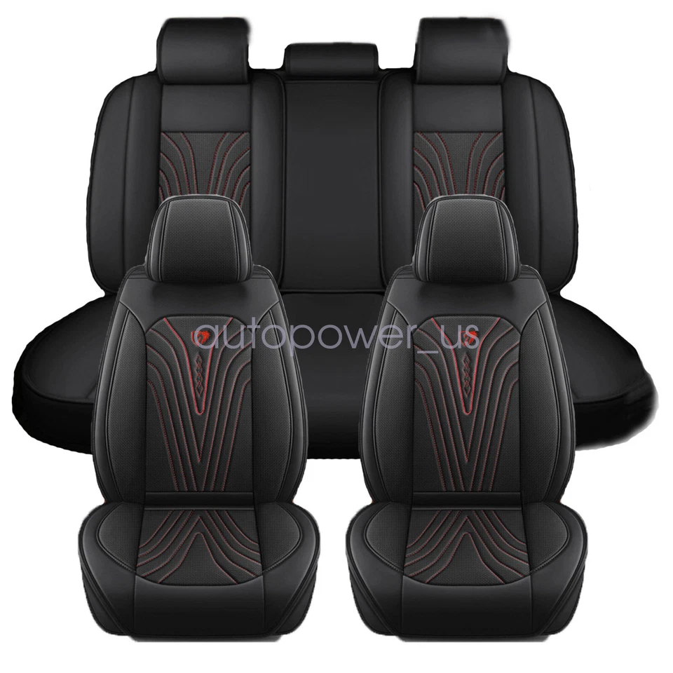 For Volkswagen Car Seat Covers Full Set Faux Leather 5-Seats Front Rear Cushion Foto 4 de 4