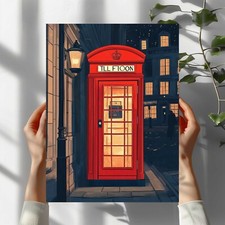 London Stadt Telefonzelle Premium Poster Schöne Wanddeko Dekoration in 40X30 cm