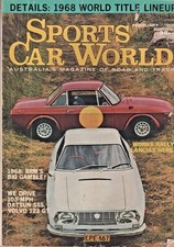 Sports Car World 1968 Feb Datsun 1600SSS Volvo 123GT Porsche 911S Fulvia Darracq