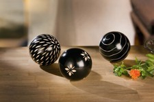 Holz-Kugel "Afrika" 3er-Set 10 cm Deko Kugeln Wohnaccessoires Tisch Raum