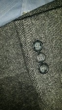 VTG 46L Brown Black WOOL CAMEL HAIR Tweed Herringbone Jacket Blazer Sport Coat