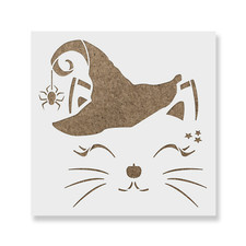 Cat Witch Face Stencil - Durable  Reusable Mylar Stencils