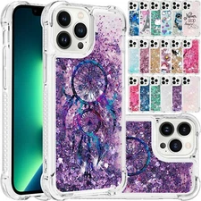 Shockproof Case For iPhone 15 14 13 Pro Max Plus Bling Liquid Glitter Hard Cover