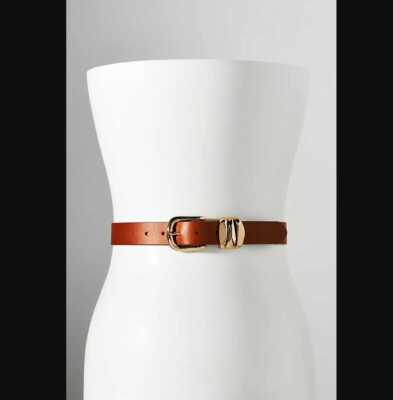 New women's XS S M XL Anthropologie structured keeper brown honey leather belt