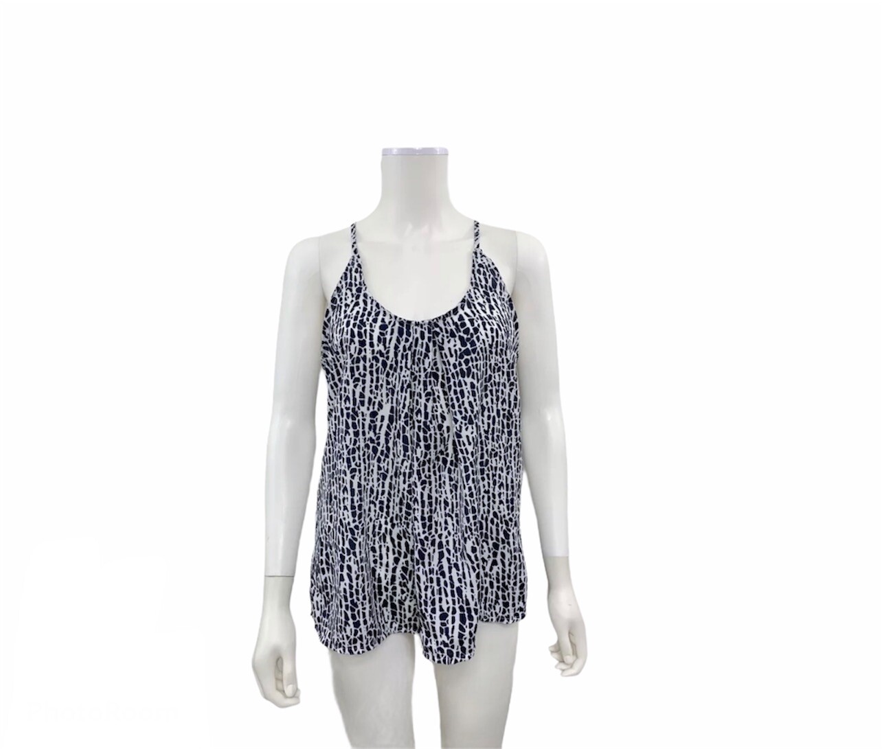 Valerie Bertinelli Women’s Size Small Sleeveless Scoop Neck Blue White Blouse