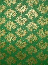 VTG CHRISTMAS JEWELRY STORE WRAPPING PAPER GIFT WRAP GREEN AND GOLD 2 YARDS 