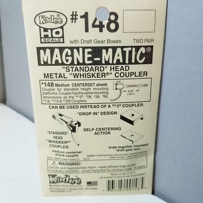 Kadee 148 Medium Centers Shank Mtl Whisker Couplers 2 pr HO Scale 242 Draft Gear